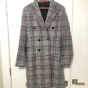 Isaia Light Gray Plaid Patterned Double Breasted Wool Overcoat 38R Eu 48 $5,600
